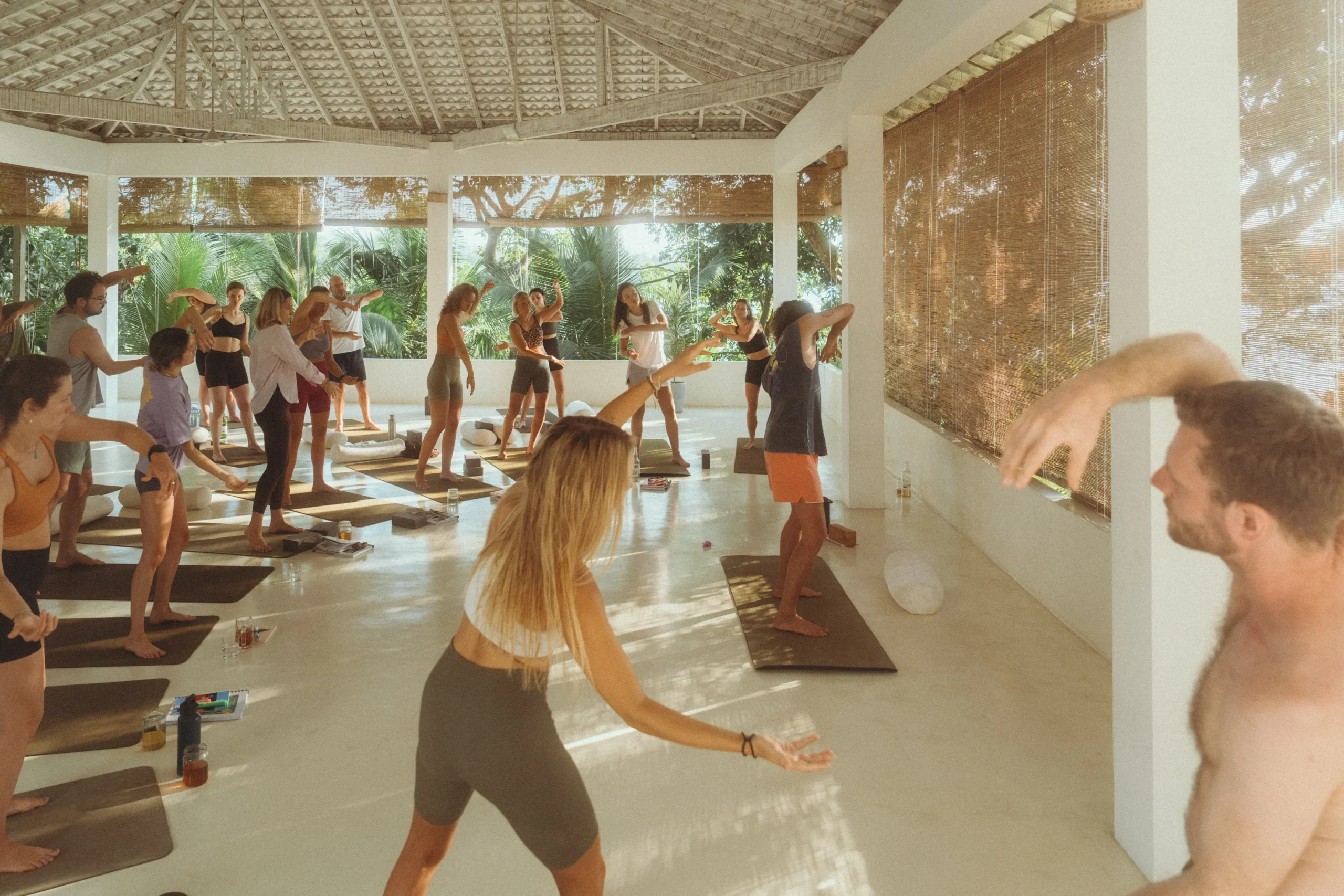 Yoga Synergy class during a retreat at Lanka Yoga in Sri Lanka